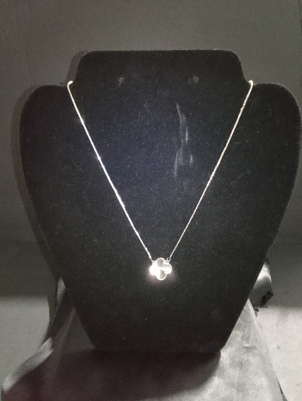 White Gold Filled Clover Necklace 16-18.25"